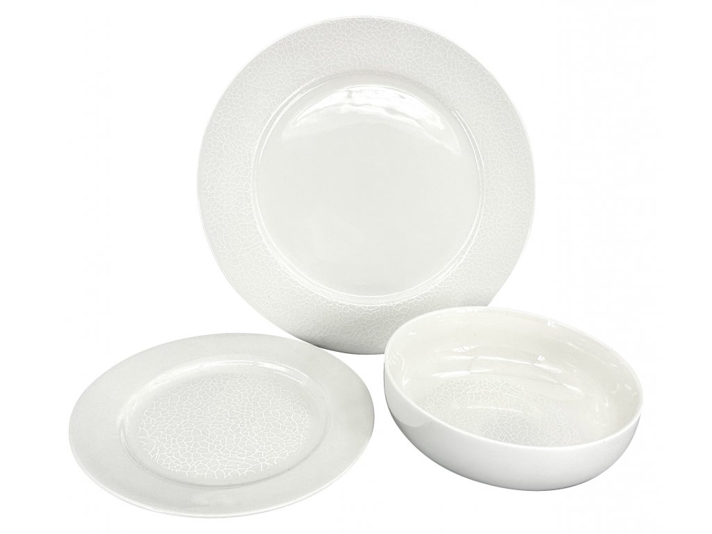 7318-03-82 FINE LACE Sada porcelánového nádobí pro 1 osobu 3 ks talíř polévková mísa dezertní talíř mytí v myčce nádobí použití v mikrovlnné troubě